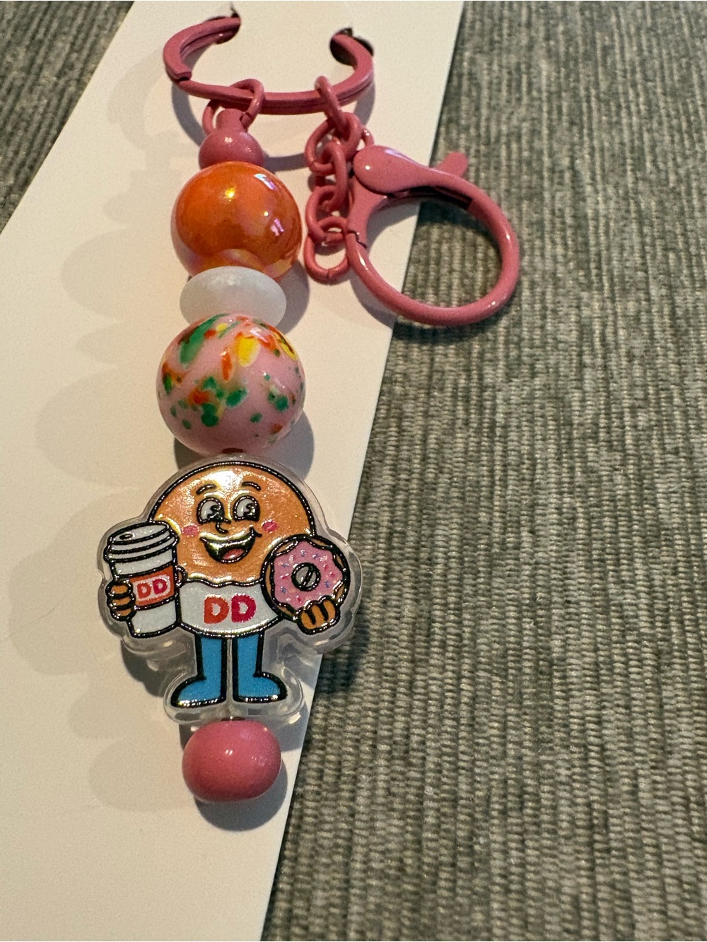 Hand Crafted Dunkin Munchkin Keychain or Bag Charm - NWOT - Picture 2 of 2